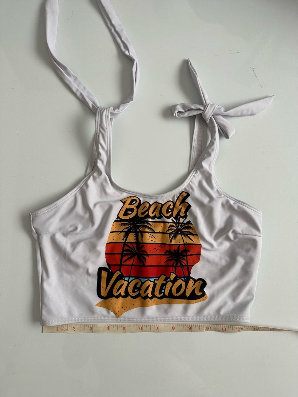 Tankini Beach Vacation Print White Size S Swim Swimwear - Picture 3 of 3